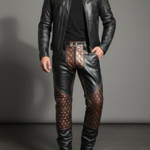 Bricks Padded Leather Pants - Jeans orange contrast waxy vintage look