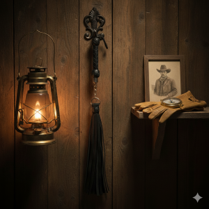 Black Leather Flogger | Tapered Paddle Whip | Cowhide Strip Impact Toy | Western Decor