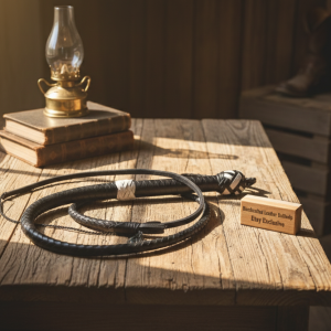 Handcrafted Black Leather Bullwhip - Heavy Duty Cowhide Plait - Western Gear/Cosplay Prop