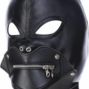 Handmade Black Leather Hood Mask | Full Face Cosplay Adjustable Goth Fashion