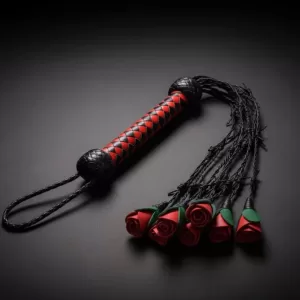 Handcrafted Red & Black Diamond Pattern Leather Flogger/Whip