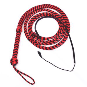 Handcrafted 12-Foot Genuine Leather Bullwhip – Pro Red & Black Two-Tone Design – Crack Whip