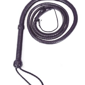 Handcrafted 12-Foot Black Leather Bullwhip – Heavy Duty Genuine Cowhide Braided Whip for Sport & Performance