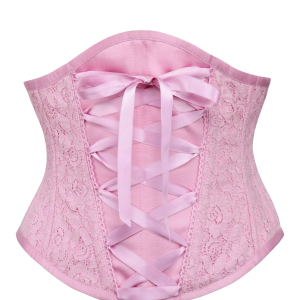 Pastel Pink Floral Lace Corset Belt – Feminine Victorian-Style Waspie for Layering