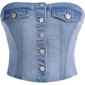 The Urban Edge Strapless Denim Corset Bustier