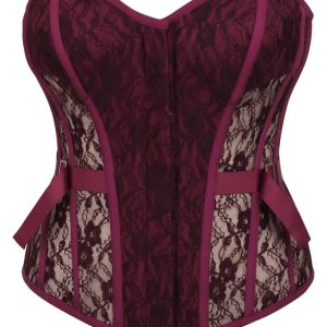 Gothic Burgundy Lace Overbust Corset