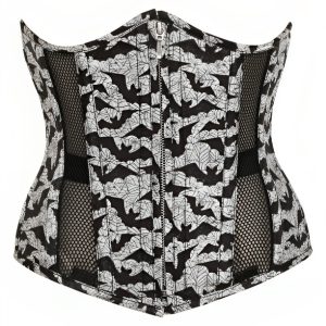 Bat & Web Print Gothic Underbust Corset