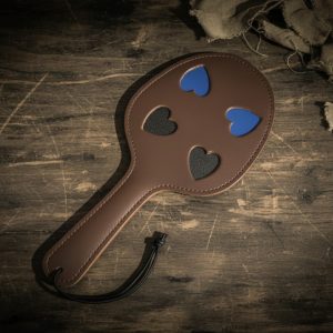 Brown Leather Heart-Cutout Paddle – Premium Dual-Tone Impact Toy