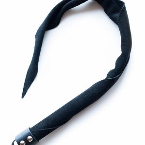 Tactical Black Suede Signal Whip - Genuine Leather
