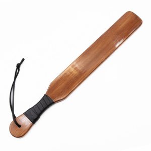 Handcrafted Solid Hardwood Paddle – Ergonomic Grip with Leather Wrap & Hanging Lanyard