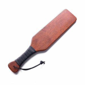 Hardwood Spanking Paddle - Ergonomic Leather Wrapped Handle - Premium Solid Wood Impact Play Paddle