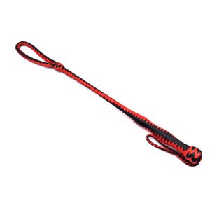 Premium Hand-Braided Leather Riding Crop – 24" Two-Tone Equestrian Whip (Red & Black)